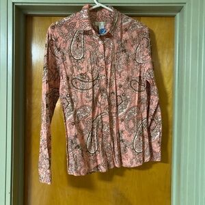 Orvis Pink Paisley 100% Cotton Button Down Long Sleeve Shirt Size 10